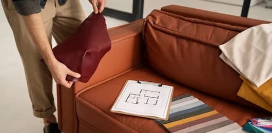 Premium fabric swatches for custom sofas, sectionals and furniture - leather, velvet and performance fabric samples